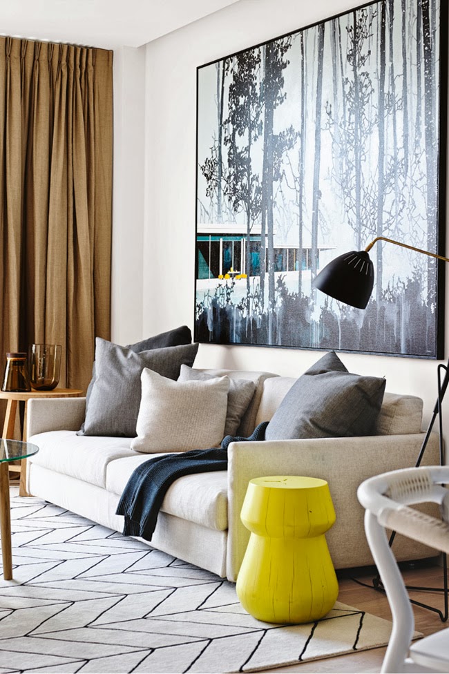 Chambers Street Residence in South Yarra, Melbourne by MIM Design. #rug #interiors #curtain #bright