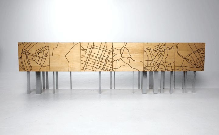 Claire Morgan Furniture Designer/Maker, Credenza exploring six global cities' population and topology. More #Perth #Design on the blog