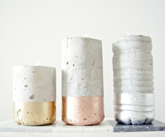 DIY concrete votives. Check out Mette's simple how-to instructions on her blog Monster's Circus.  More #concrete on the blog.