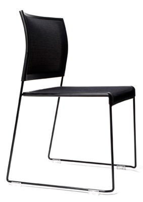 Eko by Konfurb. Stackable, Global green tag certified Eko chair in black with black base.