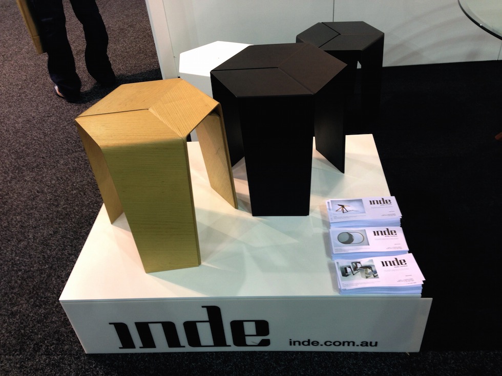 The sculptural and hardy Fold stool by Inde studio was beautifully made at DesignEX13, Melbourne. More on the RSD Blog.