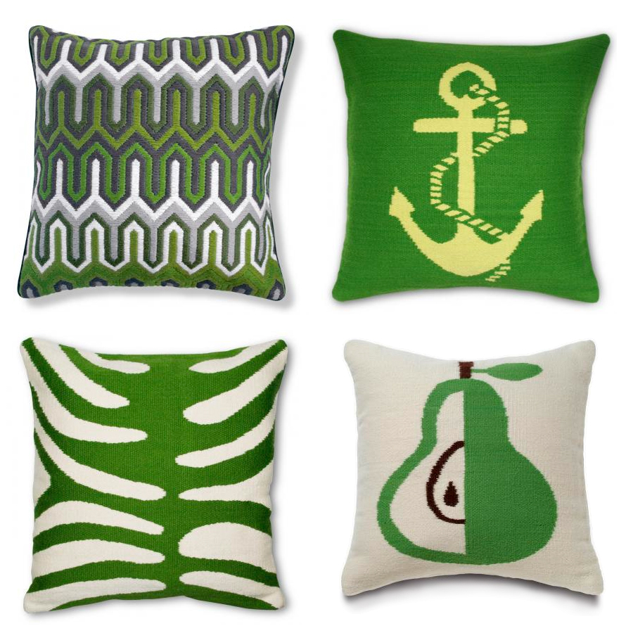 Jonathan Adler Needlepoint Pillows - See More in Emerald Delights post on the RSD Blog www.rsdesigns.com.au/blog/