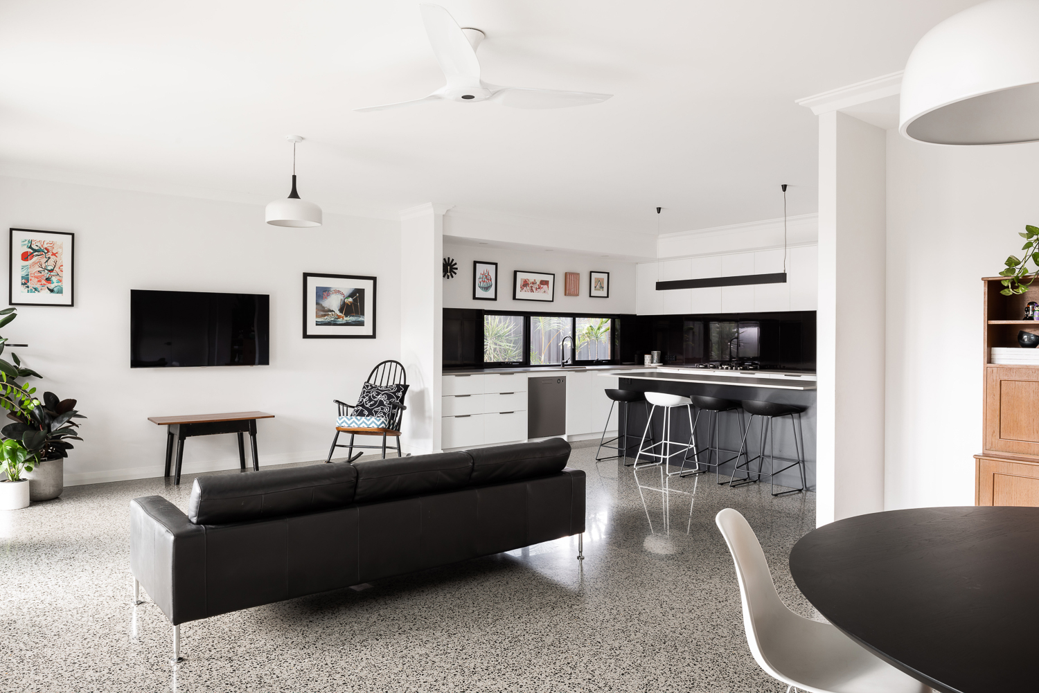 Open-plan living space of the James Street Residence, by Romona Sandon Designs. Image by Dion Robeson.