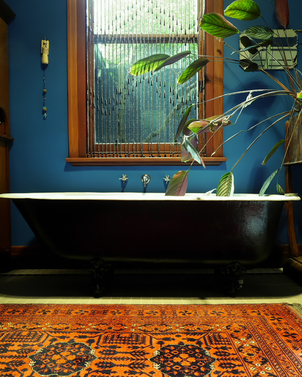 Jazmina's Melbourne bathroom. #plant #bath #rug