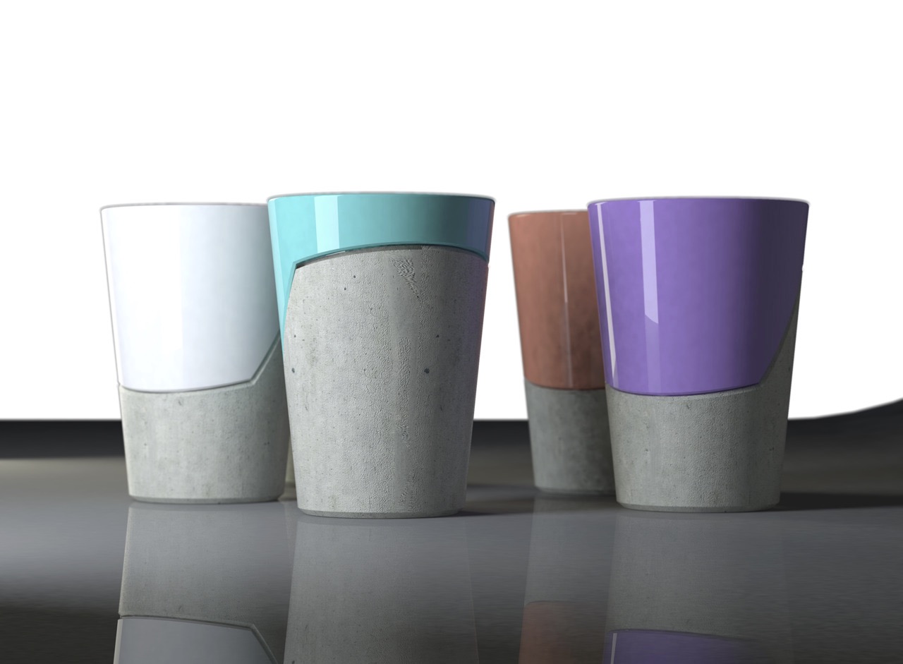 Skol cups by The Design Division with stunning textural contrast.  More #concrete on the blog.