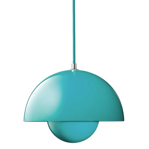 Verner Panton FlowerPot pendant light in Turquoise, available from Great Dane Furniture | More #aqua #teal & #turquoise on the RSD Blog www.rsdesigns.com.au/blog/