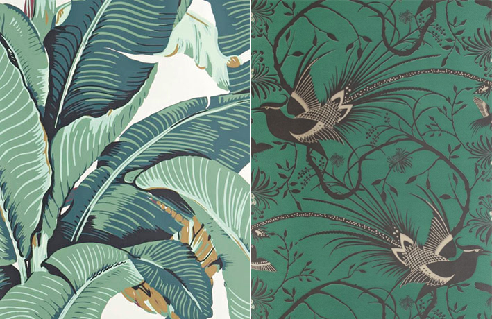 Martinique Beverley Hills wallpaper & Catherine Martin Mokum Imperial Pheasant in Emerald - See More in Emerald Delights post on the RSD Blog www.rsdesigns.com.au/blog/